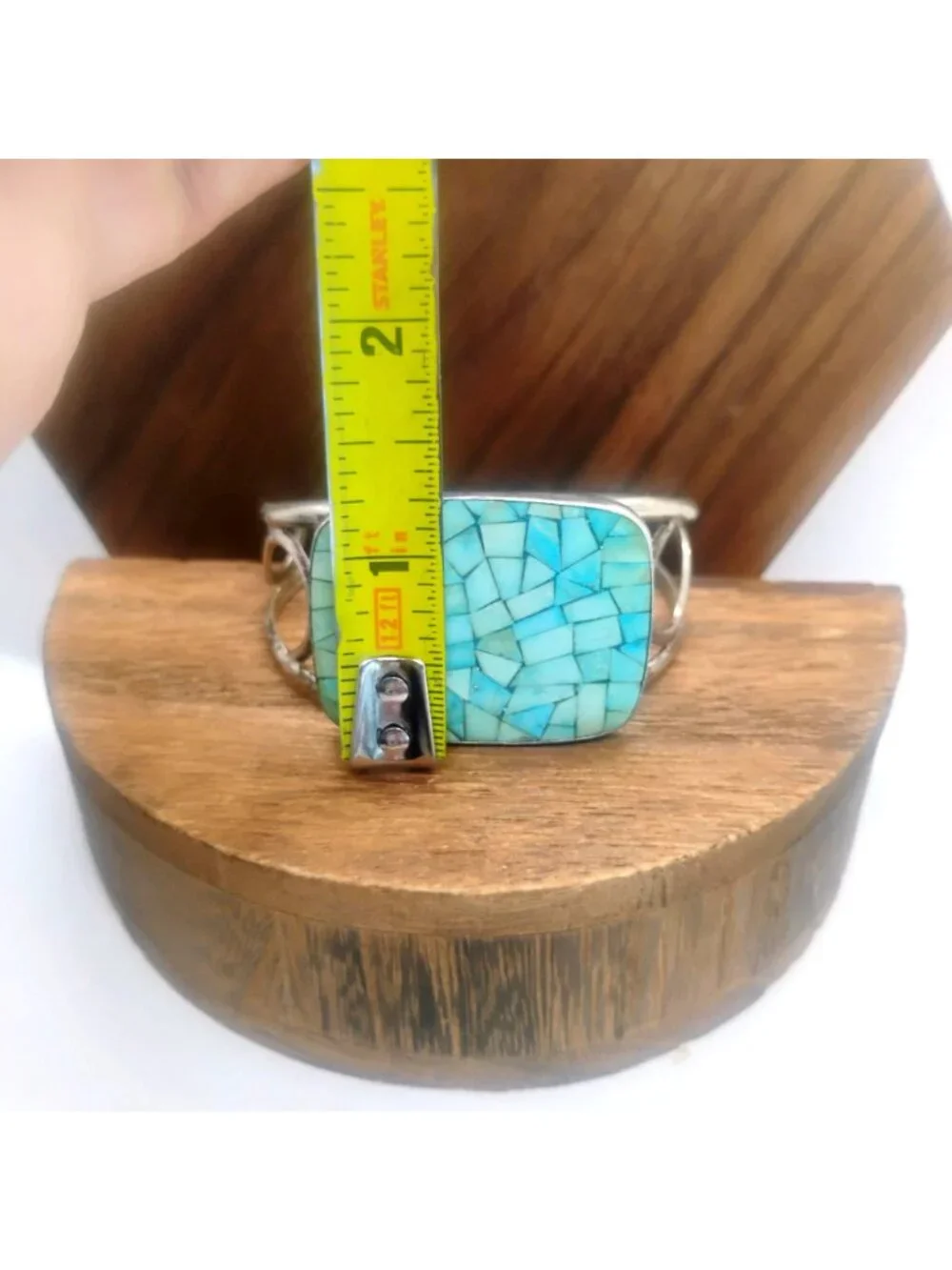 Jay King DTR Sterling Silver and Turquoise Mosaic Cuff Bracelet Size 6.5 - Picture 5 of 10